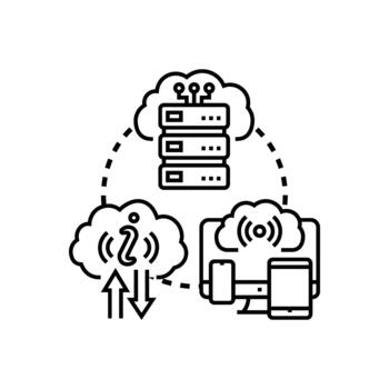 Cloud storage computing data access networking stylized concept vector