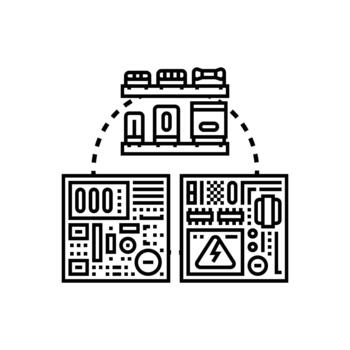 Electronic range components breakdown illustration vector