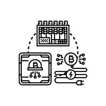 perjudicial bitcoin minería programa concepto vector