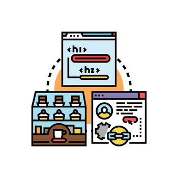 Website header development menu creating interface design vector