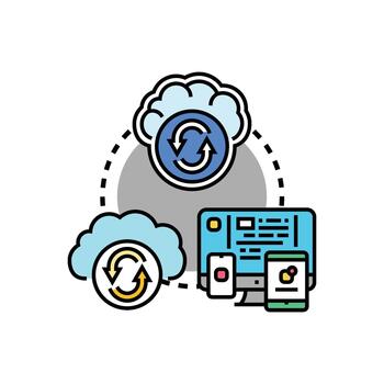 Consistent software pack synchronizing data across multiple devices vector
