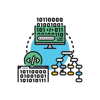 Next gen software programming language developing multipack concept vector