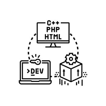 software desarrollo proceso variaciones estilizado programación idioma concepto vector