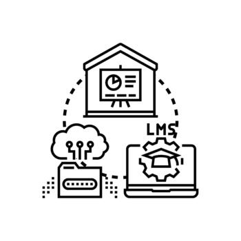 Remote study learning hub technology forms concept vector
