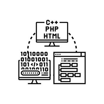 Software development processing coding language concept vector