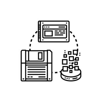 computadora memoria evolución conceptos digital datos almacenamiento concepto vector
