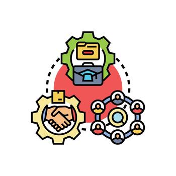 range Project workflow coordination teamwork process vector