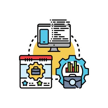 Application implementation process for software development vector