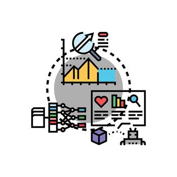 amenaza detección analítica sistema Procesando datos concepto. vector