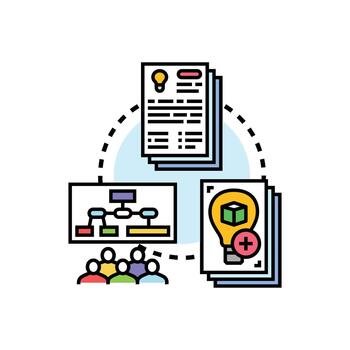 investigación estudiar diseño proceso flujo de trabajo desarrollando ideas vector