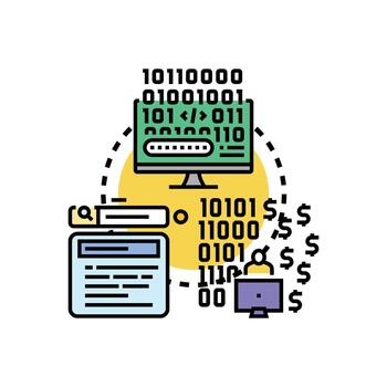 siguiendo programación idioma concepto desarrollando nuevo tecnologías estilos vector
