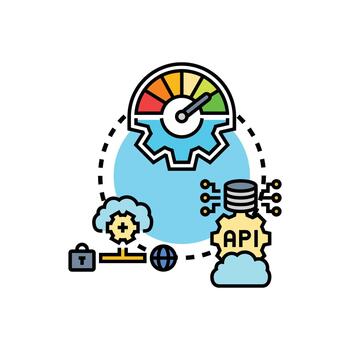 rápido despliegue sistema. y rápido software solución vector