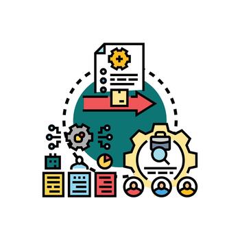Management structure developing business workflow. process vector