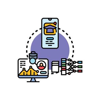 en línea aprendiendo. analítica Procesando educativo datos vector
