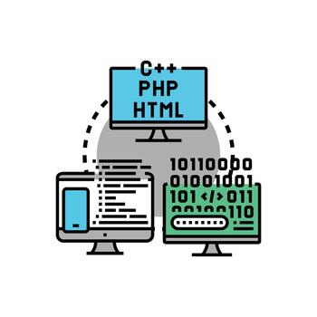 Software coding series development process illustration vector