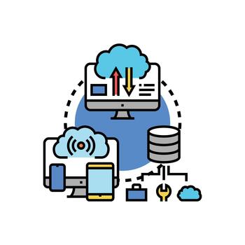 nube informática conjunto de estilos datos red transferir concepto vector