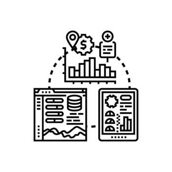 Current data tracking dashboard visualizing digital analytics clean vector