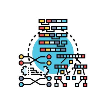Bubble sort algorithm visualizing data processing set programming logic vector