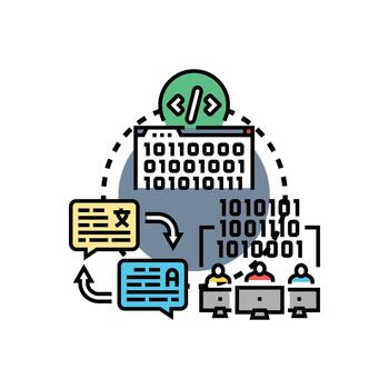 desarrollador idiomas proceso creando software conceptos aplicaciones vector