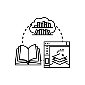 Open source software library range development sharing concept vector