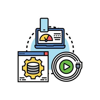Technical device data processing management looks vector