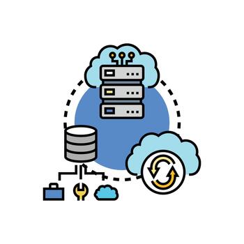 Automatic cloud backup data storage concepts concept processing vector