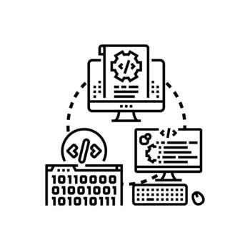 Creating script edition code software development process clean vector