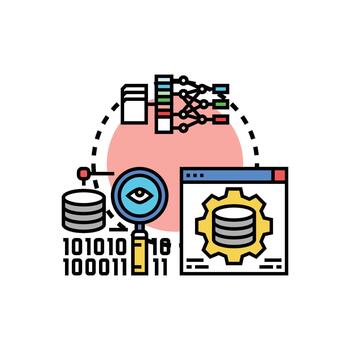 Computer information processing data stylized analytics concept vector
