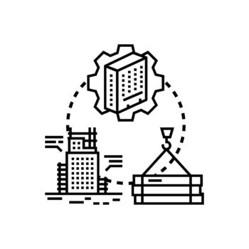 Building solid groundwork styleset construction project development vector