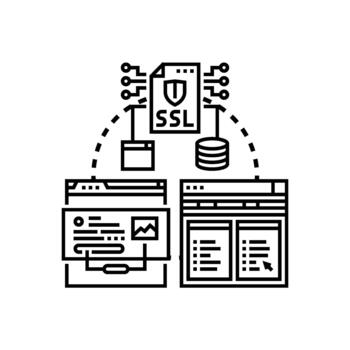 Trusted https browsing and secure network connection edition vector