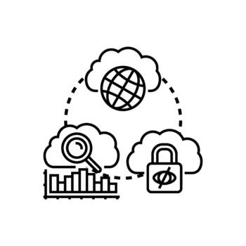 Cloud services framework concept global data multistyle analysis security vector