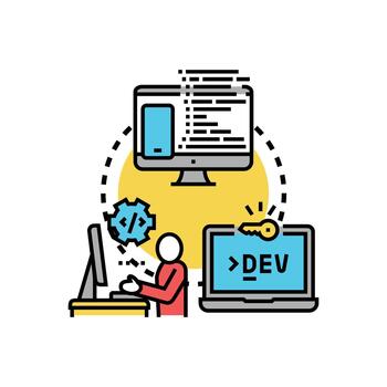 Software developer coding concepts application engineering process concept vector