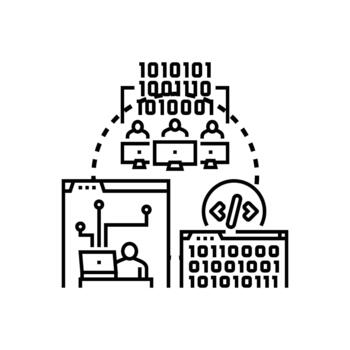 Software coding development process forms digital engineering vector
