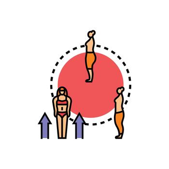 Woman seeing variants steady designs body fat decrease illustration vector