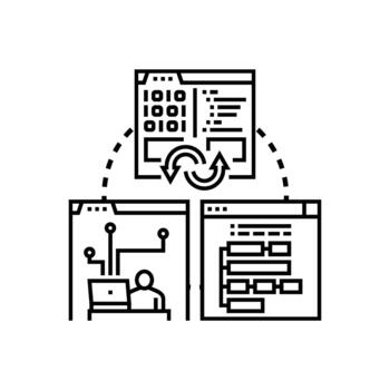 Programming simplified styleset language, software development, coding process vector