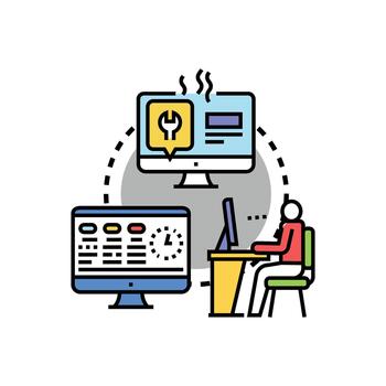 Computer screen technology concept system development. vector