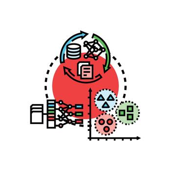 Constructing machine learning model process illustration vector