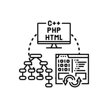 Computer forms programming dialects developing software algorithms coding vector