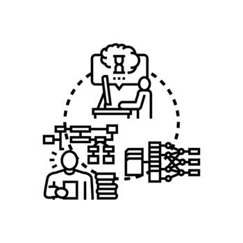 Learning maker developing stylized artificial intelligence data science vector