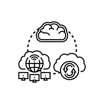 borde a nube estilizado mínimo informática visualizante datos Procesando transferir vector