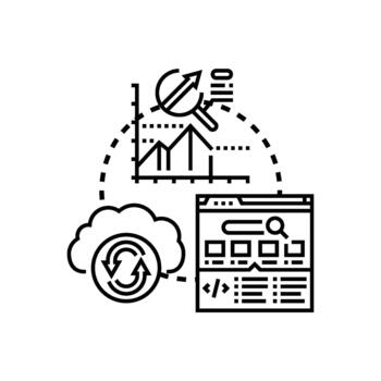 no estructurado datos repositorio Procesando nube almacenamiento paquete concepto vector