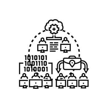 desarrolladores edición colaborando en repartido código utilizando nube informática vector