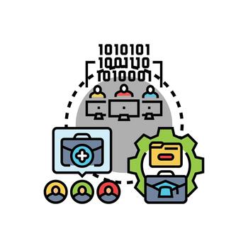 Shared coding workflow, team developing software together variety vector