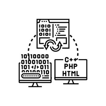 software programación idioma desarrollo proceso con codificación pantallas vector