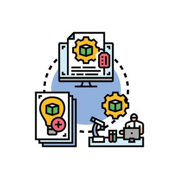creando prototipo versión paquete múltiple proceso producto desarrollo vector