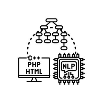 Second simplified generation programming language concept vector