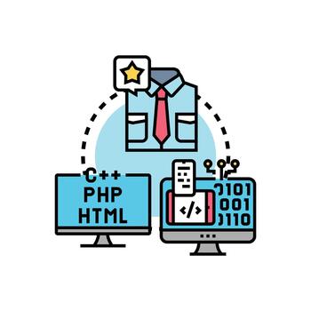 Professional programmer creating custom program code online multistyle vector