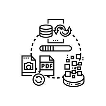 Paperless data set conversion process digital archiving vector