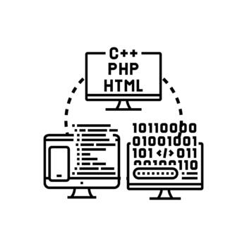 Software coding concepts development variants process illustration vector