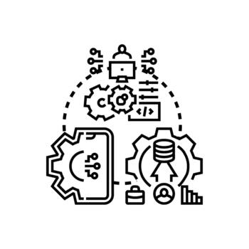 integrado moderno característica desarrollando conjunto digital solución Ingenieria proceso vector